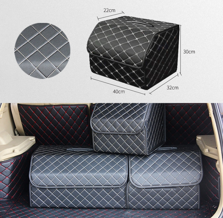 Car Trunk Foldable Storage Box, Checkered Middle Size: 40 x 32 x 30cm, Checkered 40 x 32 x 30cm (Beige), Checkered 40 x 32 x 30cm (Black Red)