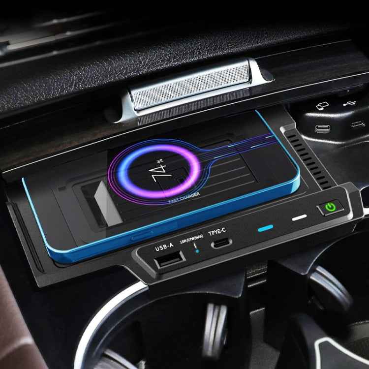 HFC-1022 Car Qi Standard Wireless Charger 15W Quick Charging for Mercedes-Benz GLE 2020-2022, Left and Right Driving, HFC-1022