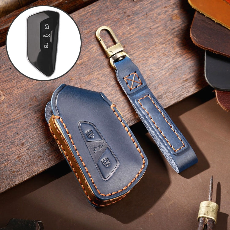 Hallmo Car Cowhide Leather Key Protective Cover for Volkswagen Golf 8, For Volkswagen Golf 8 (Brown), For Volkswagen Golf 8 (Black), For Volkswagen Golf 8 (Blue)