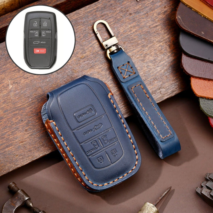 Hallmo Car Genuine Leather Key Protective Cover for Toyota Sienna 6-button, For Toyota Sienna 6-button (Blue), For Toyota Sienna 6-button (Brown), For Toyota Sienna 6-button (Black)