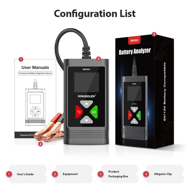 KINGBOLEN BM560 6V 12V Car Digital Load Battery Tester, BM560