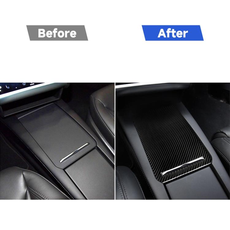 Carbon Fiber Car Storage Box Panel Decorative Sticker for Tesla Model X, Storage Box Panel