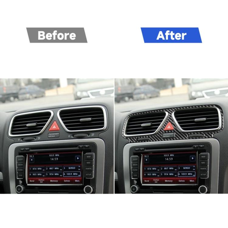 Carbon Fiber Car Central Control Air Outlet Frame Decorative Sticker for Volkswagen Scirocco 2009-2016,Left and Right Drive Universal, Central Control Air Outlet Frame