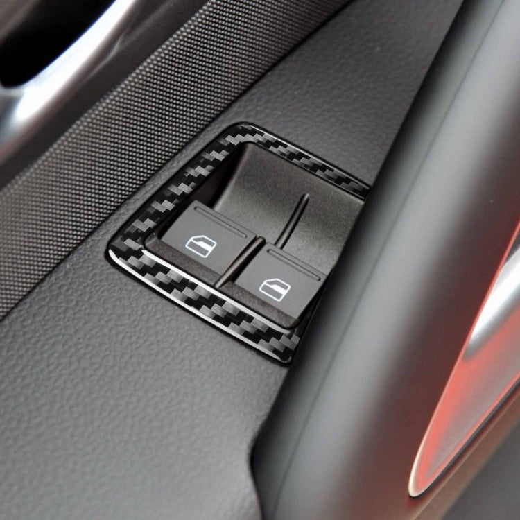 2 PCS / Set Carbon Fiber Car Window Buttons Decorative Sticker for Volkswagen Scirocco 2009-2016,Left and Right Drive Universal, Window Buttons