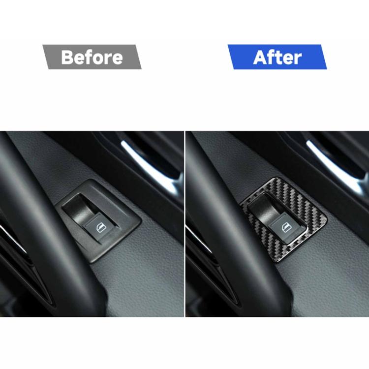 2 PCS / Set Carbon Fiber Car Window Buttons Decorative Sticker for Volkswagen Scirocco 2009-2016,Left and Right Drive Universal, Window Buttons