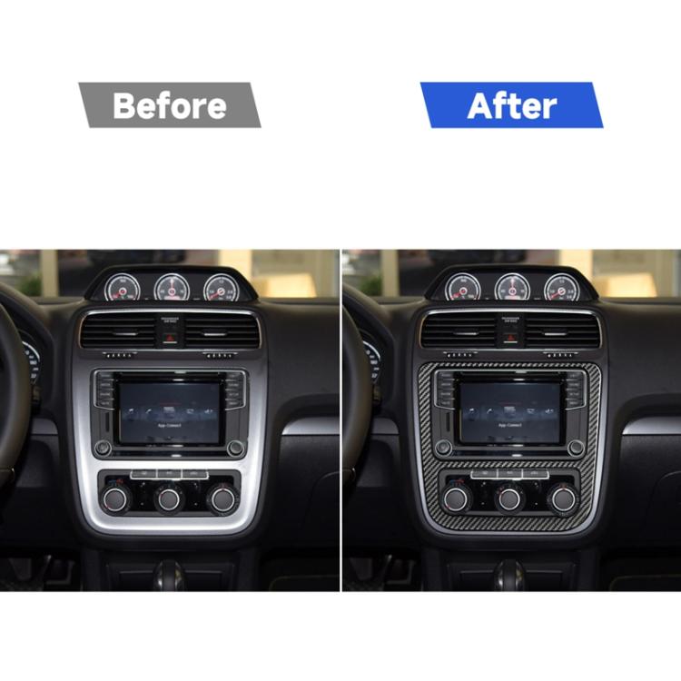 Carbon Fiber Car Central Control CD Air Conditioning Panel Decorative Sticker for Volkswagen Scirocco 2009-2016,Left and Right Drive Universal, Central Control CD Air Conditioning Panel