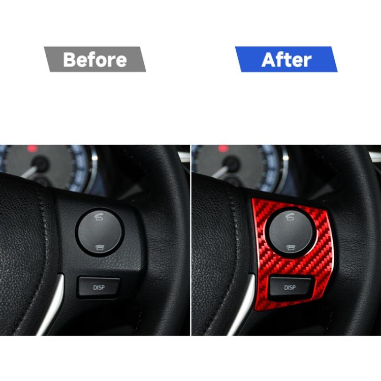 2 PCS / Set Carbon Fiber Car Steering Wheel Button Frame Decorative Sticker for Toyota Corolla 2014-2018,Left and Right Drive Universal, Steering Wheel Button Frame