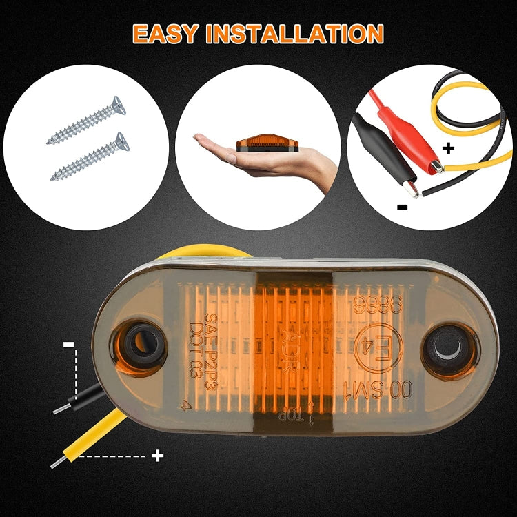 10 PCS MK-019 Car / Truck 6LEDs Side Marker Indicator Lights Bulb Lamp, MK-019 (Red Light), MK-019 (White Light), MK-019 (Yellow Light)