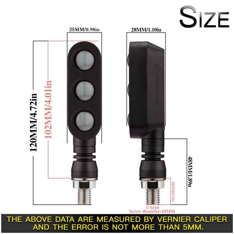 2 PCS KC050 Motorcycle LED Turn Signal Running Brake Light