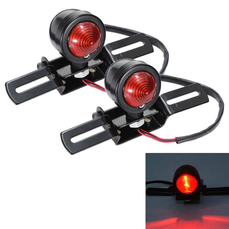 2 PCS KC-WD-FGZXD Motorcycle Retro Round Brake Light with License Plate Holder, Brake Light