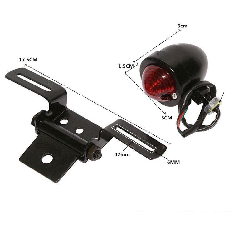 2 PCS KC-WD-FGZXD Motorcycle Retro Round Brake Light with License Plate Holder, Brake Light