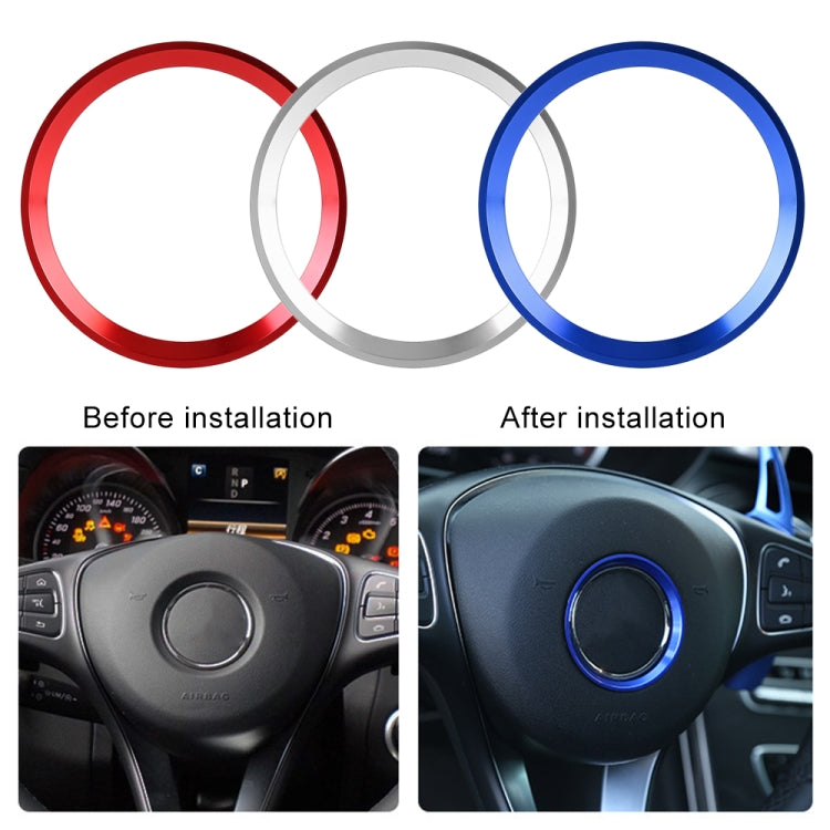 Car Steering Wheel Decorative Ring Cover for Mercedes-Benz,Inner Diameter: 5.6cm, 5.6cm (Blue), 5.6cm (Red), 5.6cm (Silver)