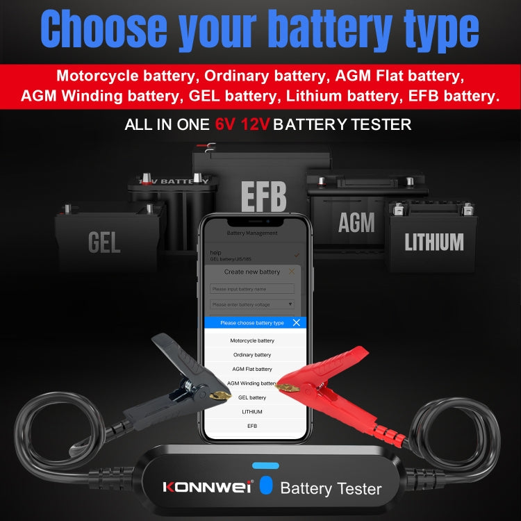 KONNWEI BK100 X431 BST360 Car Bluetooth Battery Tester, BK100 (Black), BK100