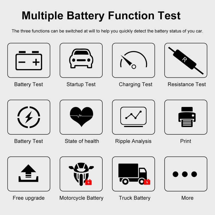 KONNWEI KW720 Car 3.2 inch 6V-24V Lead-acid Battery Tester with Printer