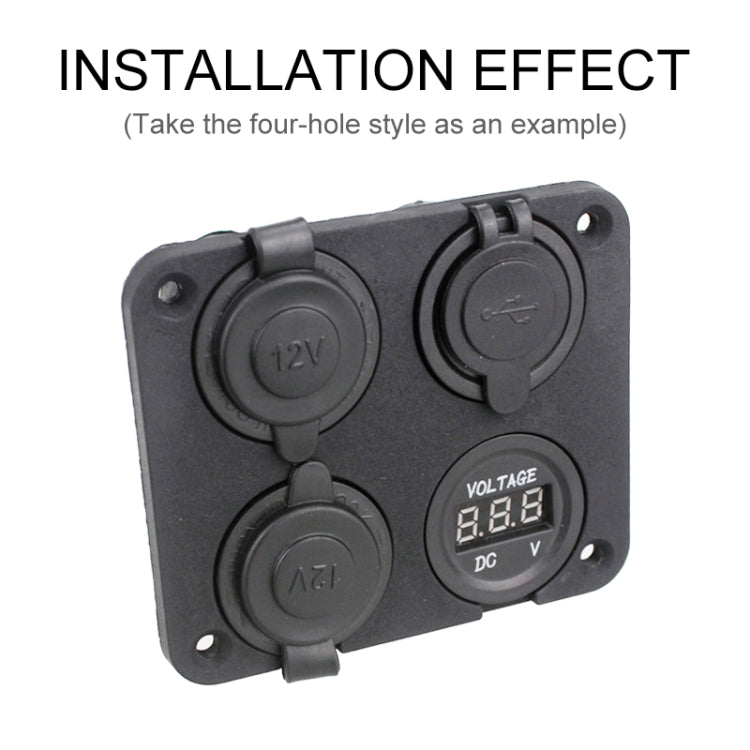 5 PCS 3-Hole Car Modified USB Charging Voltmeter Cigarette Lighter Panel, 3-Hole