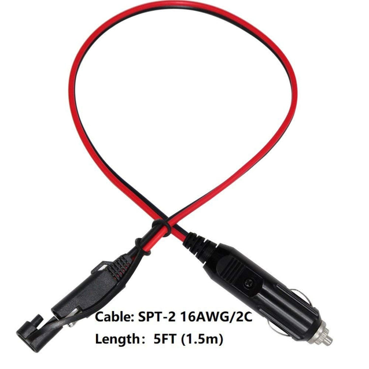 12V SAE Car Power Cord Cigarette Lighter Plug to Solar Battery Charging Connecting Cable, Length: 1.5m