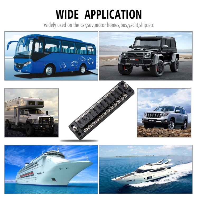 CS-978A2 FB1902 1 In 12 Out Independent Positive Negative Fuse Box without Fuse Piece for Auto Car Truck Boat