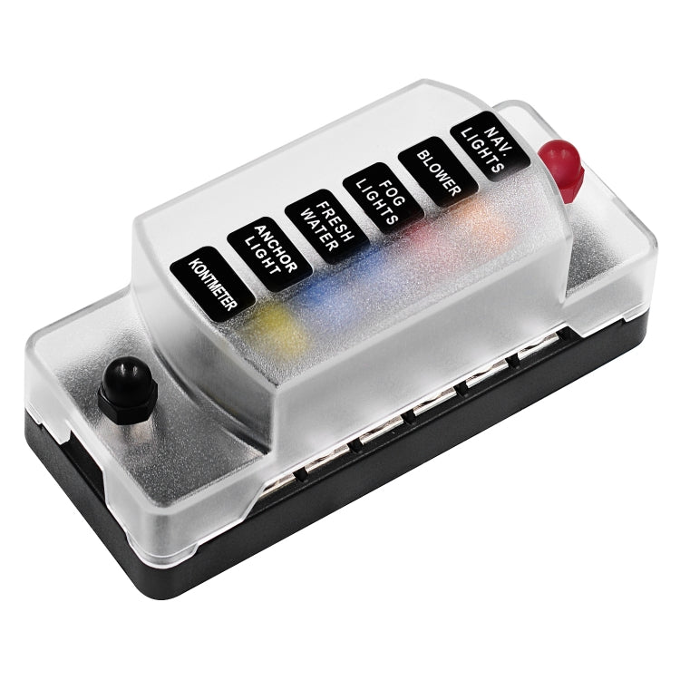 ZH-978A1 FB1901 1 In 6 Out 6 Ways Independent Positive Negative Fuse Box with 12 Fuses for Auto Car Truck Boat, ZH-978A1