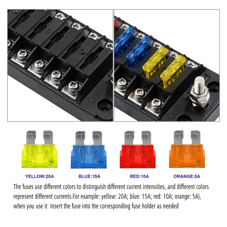 ZH-978A1 FB1901 1 In 6 Out 6 Ways Independent Positive Negative Fuse Box with 12 Fuses for Auto Car Truck Boat, ZH-978A1