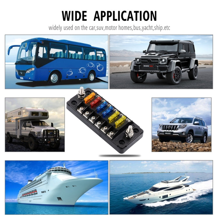 ZH-978A1 FB1901 1 In 6 Out 6 Ways Independent Positive Negative Fuse Box with 12 Fuses for Auto Car Truck Boat, ZH-978A1