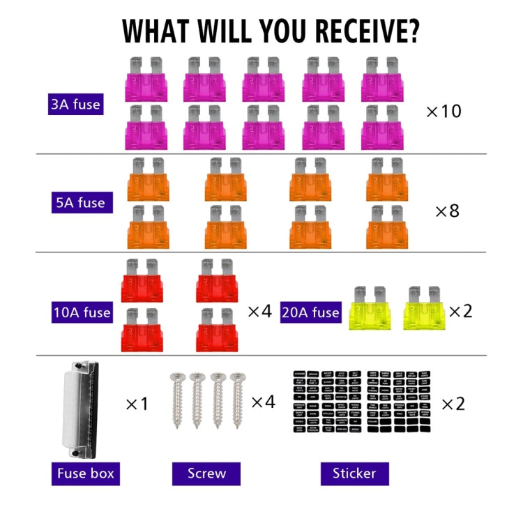 ZH-978A2 FB1902 1 In 12 Out 12 Ways Independent Positive Negative Fuse Box with 24 Fuses for Auto Car Truck Boat, ZH-978A2