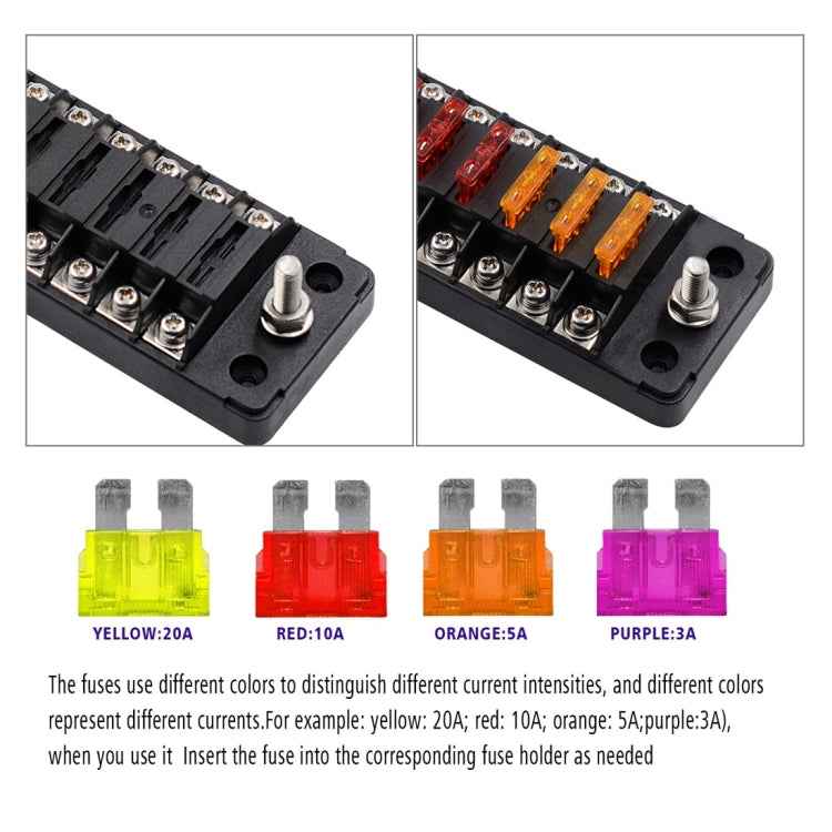 ZH-979A2 FB1904 1 In 1 Out 12 Ways Positive Negative Fuse Box with 24 Fuses for Auto Car Truck Boat