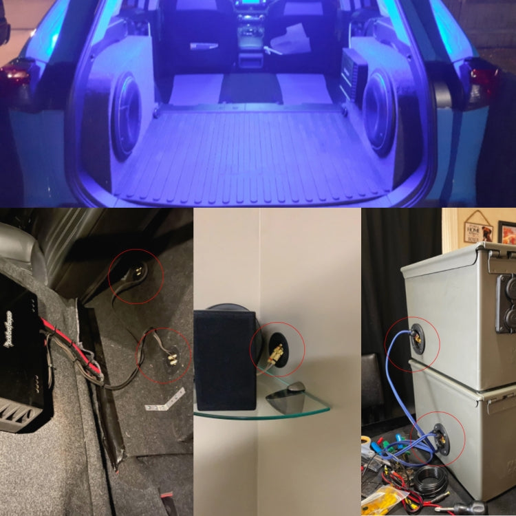 2 in 1 / Set Car Double Binding Round Gold Plate Push Spring Loaded Jacks Speaker Box, 2 in 1 / Set