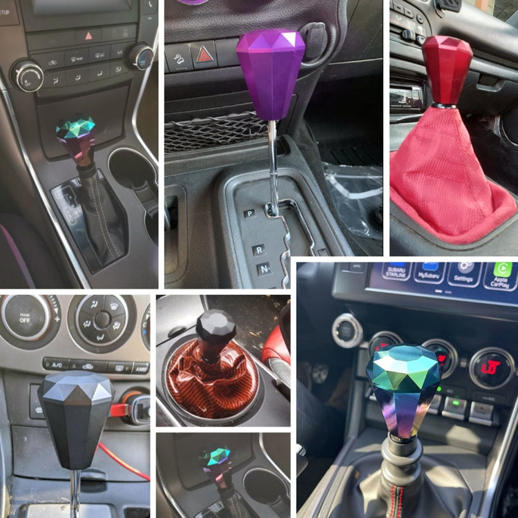 Universal Car Diamond Shape Metal Gear Shift Knob, Blue, Purple, Red, Silver, Black