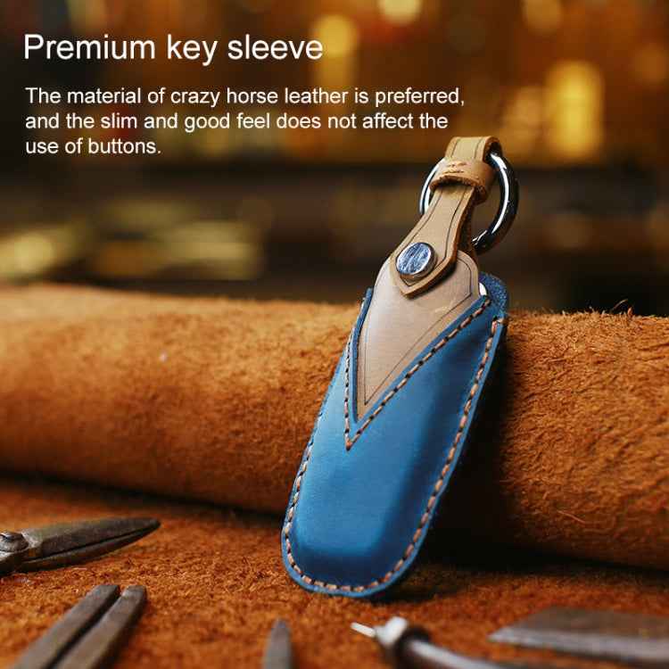 For Audi Series Car Cowhide Leather Key Protective Cover Key Case, A Version 2016-2017