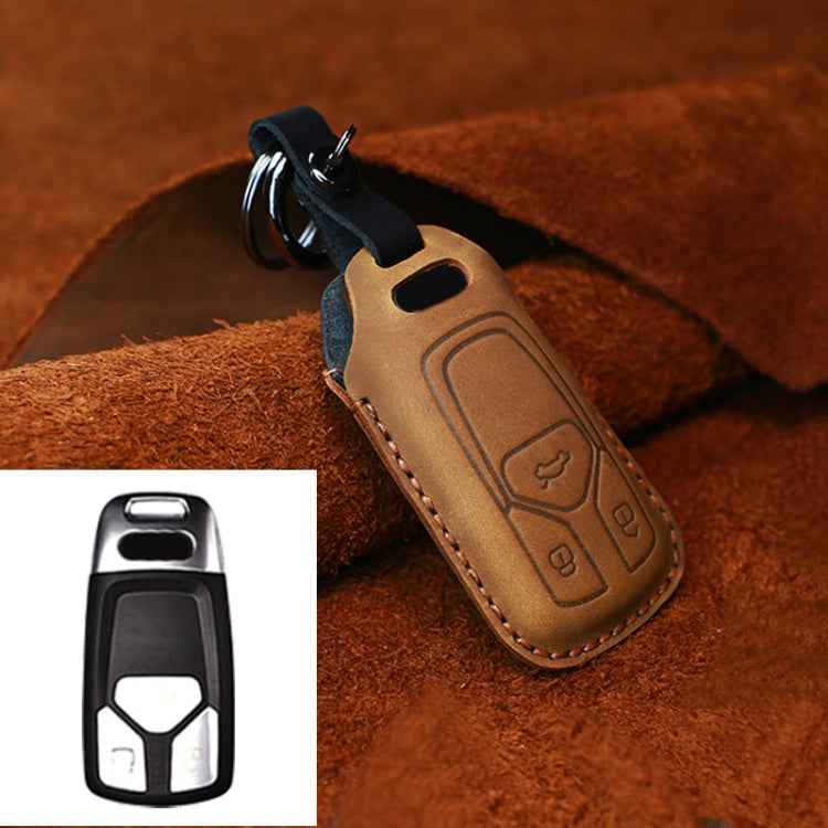For Audi Series Car Cowhide Leather Key Protective Cover Key Case, A Version 2016-2017