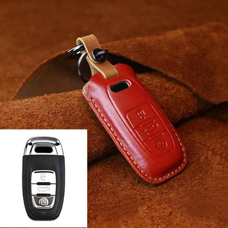 For Audi Series Car Cowhide Leather Key Protective Cover Key Case, B Version 2011-2018