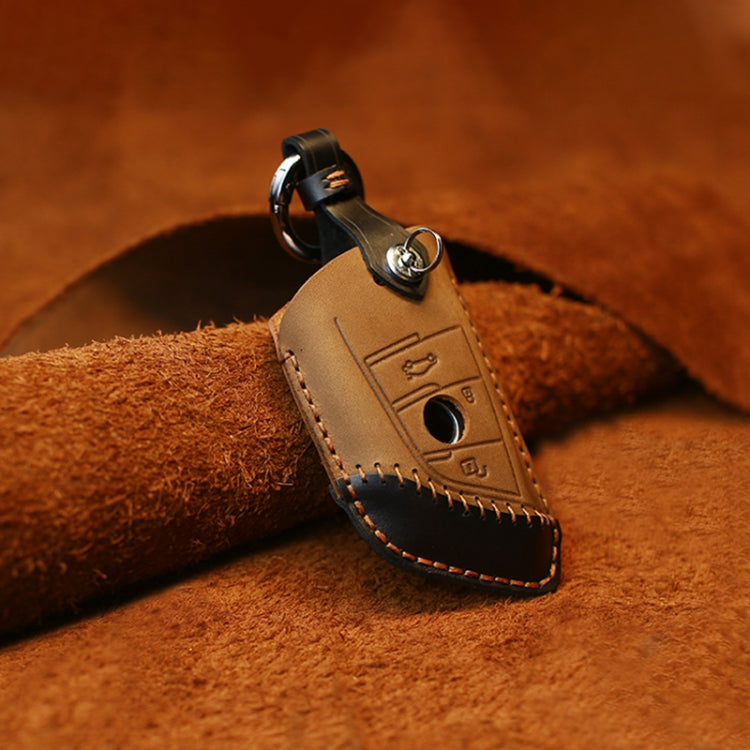 For BMW Blade Style Car Cowhide Leather Key Protective Cover Key Case, Two Keys Version, For BMW, Two Keys Version