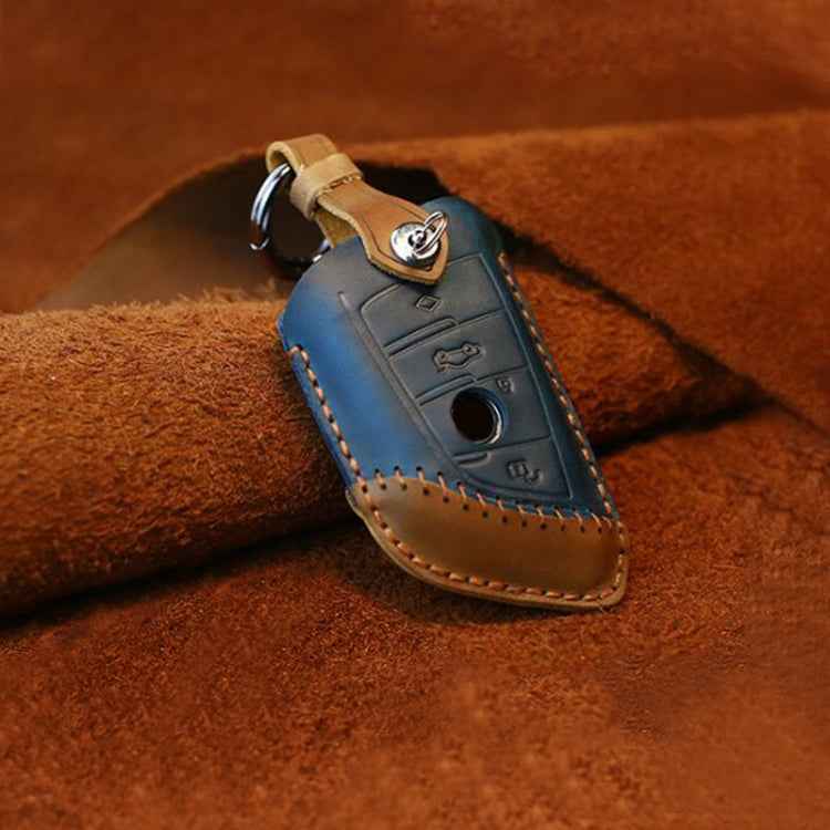 For BMW Blade Style Car Cowhide Leather Key Protective Cover Key Case, Three Keys Version, For BMW, Three Keys Version