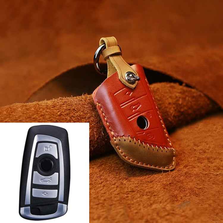 For BMW Blade Style Car Cowhide Leather Key Protective Cover Key Case, Three Keys Version, For BMW, Three Keys Version