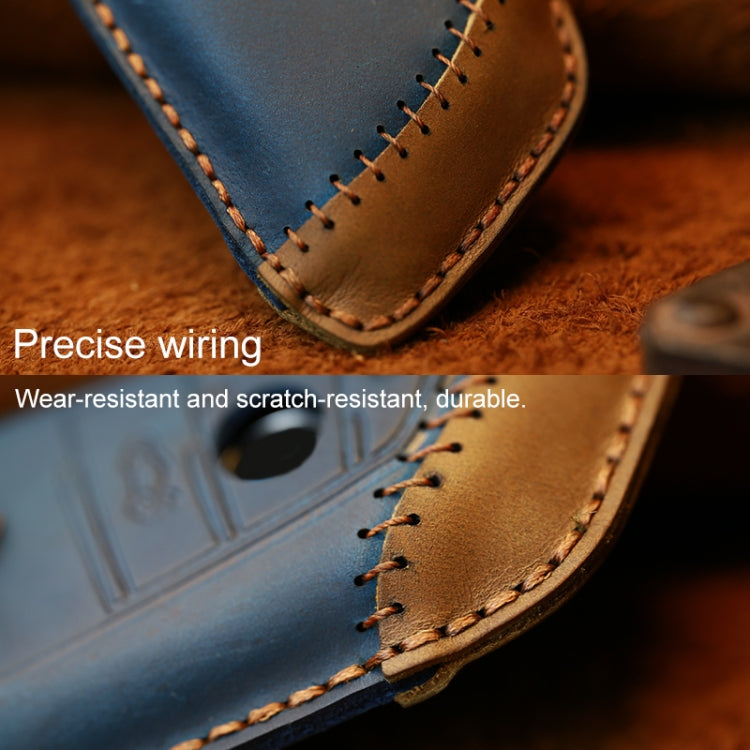 For BMW Blade Style Car Cowhide Leather Key Protective Cover Key Case, Three Keys Version, For BMW, Three Keys Version