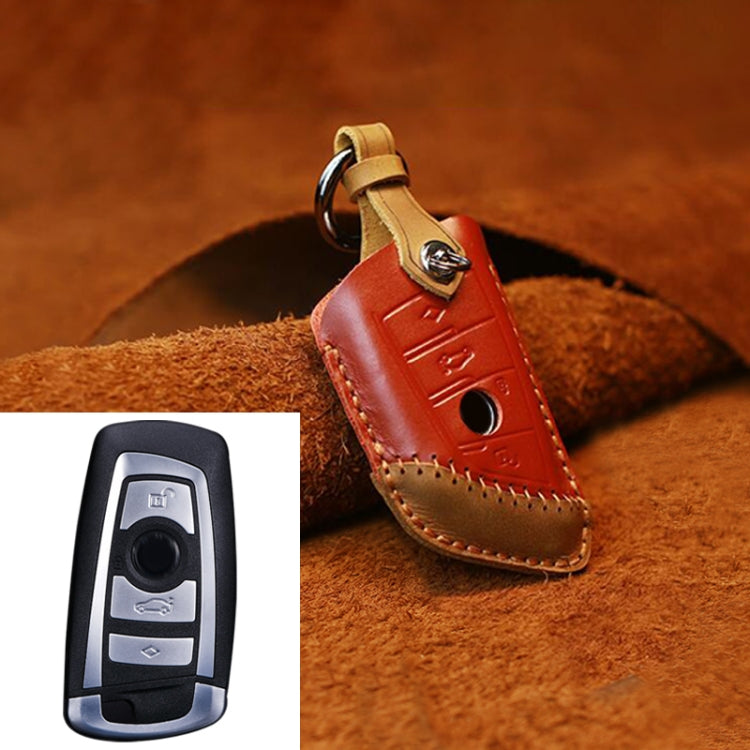For BMW Blade Style Car Cowhide Leather Key Protective Cover Key Case, Three Keys Version, For BMW, Three Keys Version