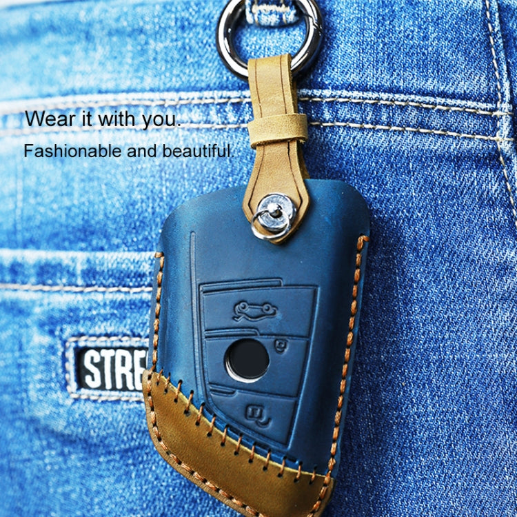 For BMW Blade Style Car Cowhide Leather Key Protective Cover Key Case, Three Keys Version, For BMW, Three Keys Version