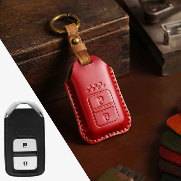For Honda Car Cowhide Leather Key Protective Cover Key Case, Two Keys Version