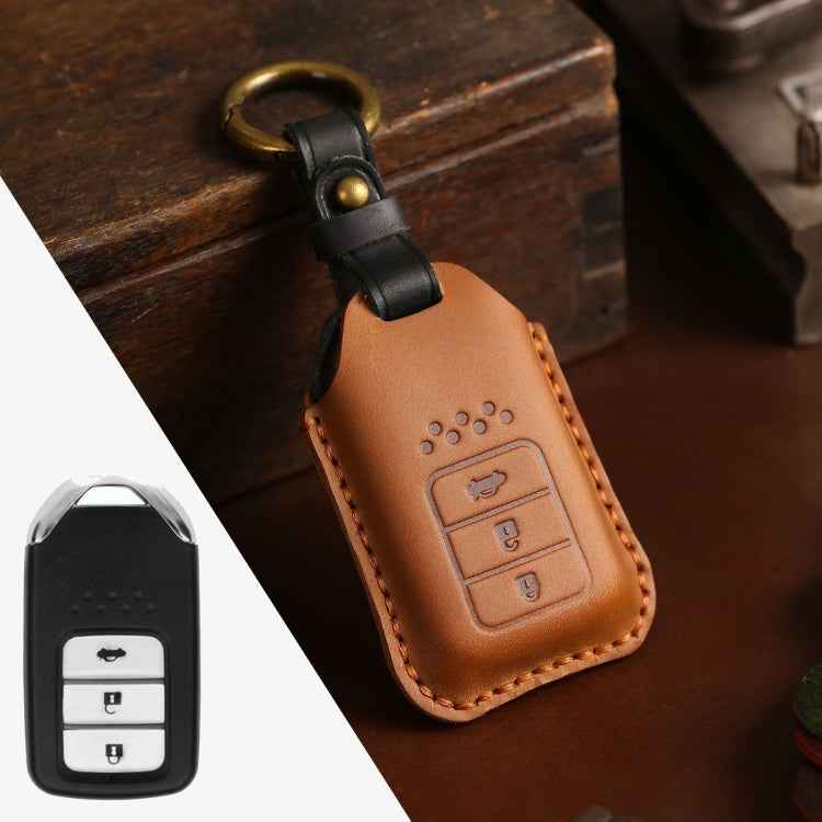 For Honda Car Cowhide Leather Key Protective Cover Key Case, Three Keys Tailgate Version, For Honda, Three Keys Tailgate Version