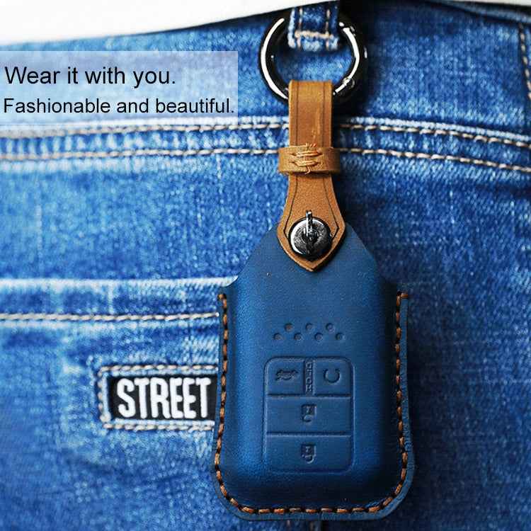 For Honda Car Cowhide Leather Key Protective Cover Key Case, Four Keys Version