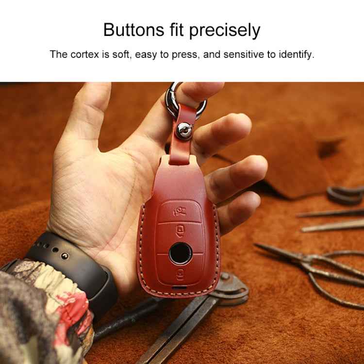 For Mercedes-Benz Colorful Edge Style Car Cowhide Leather Key Protective Cover Key Case, For Mercedes-Benz