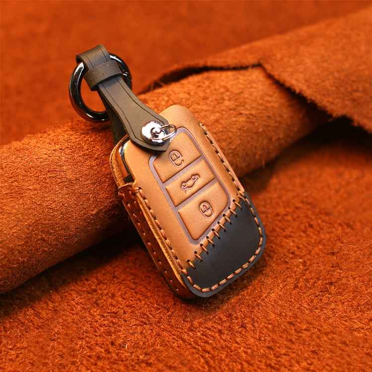 For Volkswagen Car Cowhide Leather Key Protective Cover Key Case, A Version