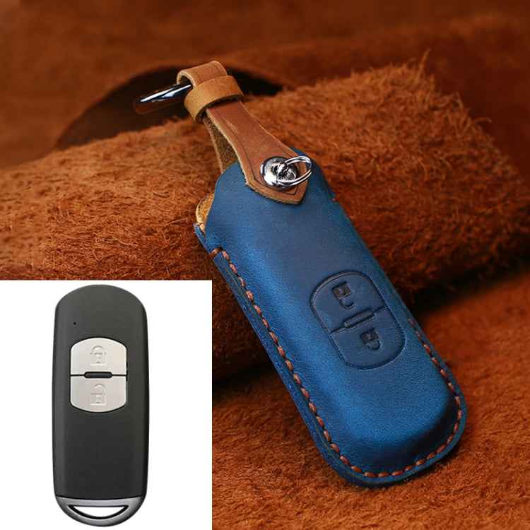 For Mazda Old Style Hallmo Car Cowhide Leather Key Protective Cover Key Case, Two Keys Version