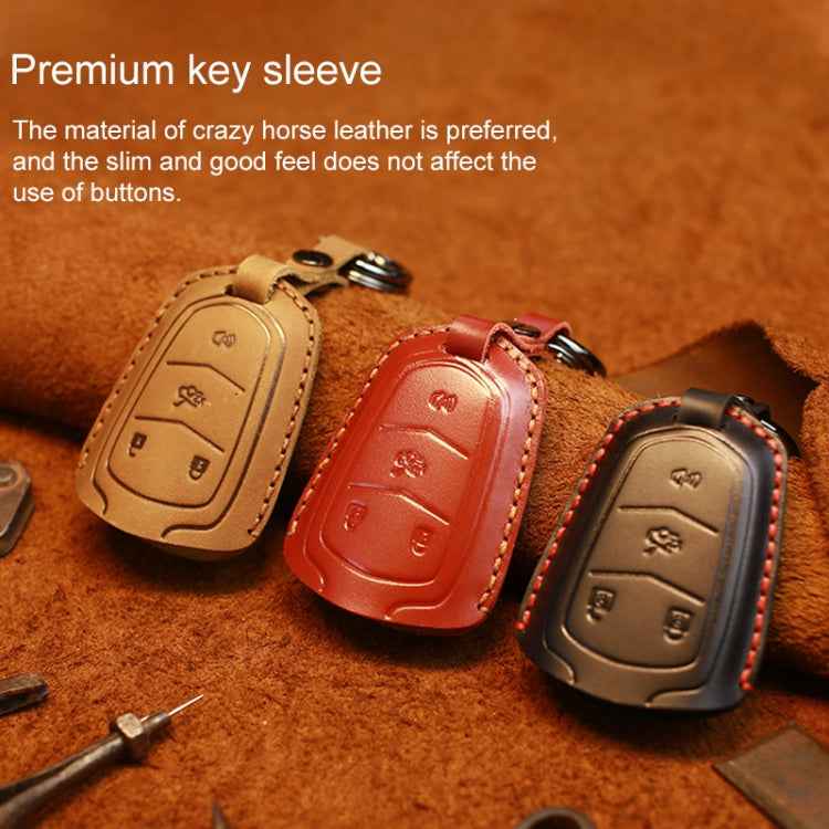 For Cadillac Car Cowhide Leather Key Protective Cover Key Case, Four Keys Version