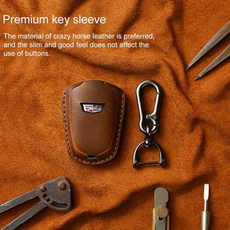 For Cadillac Car Cowhide Leather Key Protective Cover Key Case, Five Keys Version