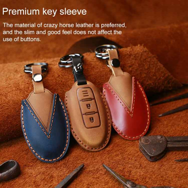 For Nissan Car Cowhide Leather Key Protective Cover Key Case, Three Keys Tailgate Version