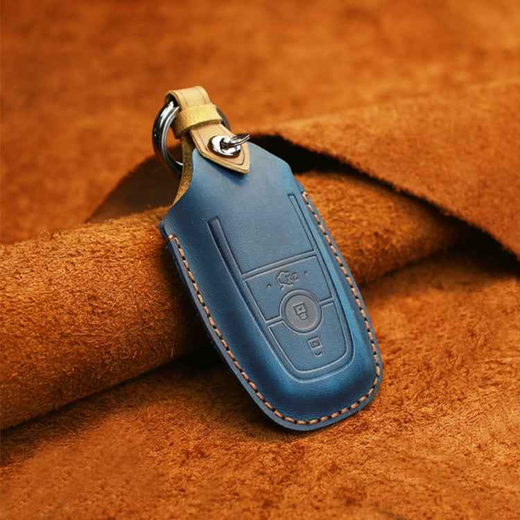 For Ford Car Cowhide Leather Key Protective Cover Key Case, Three Keys Version