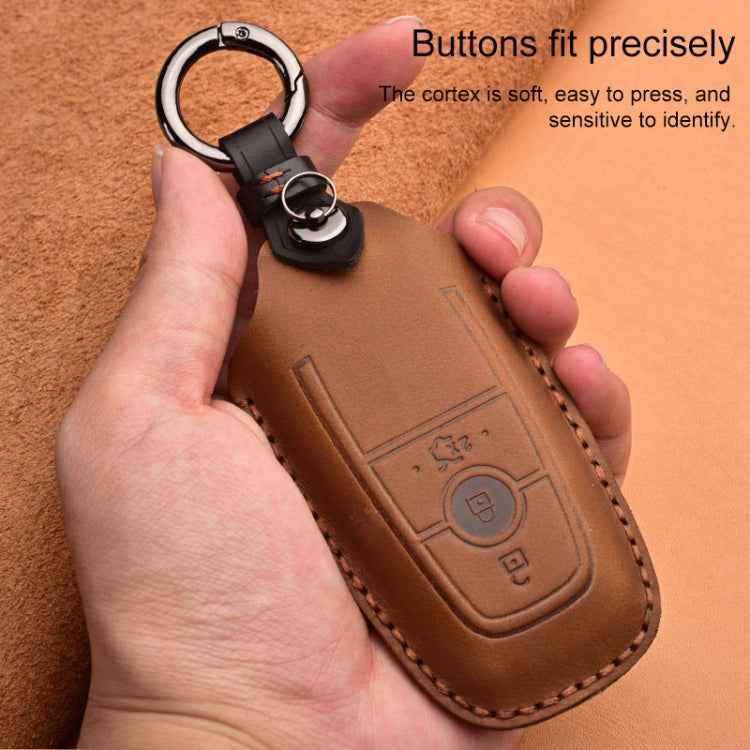 For Ford Car Cowhide Leather Key Protective Cover Key Case, Three Keys Version