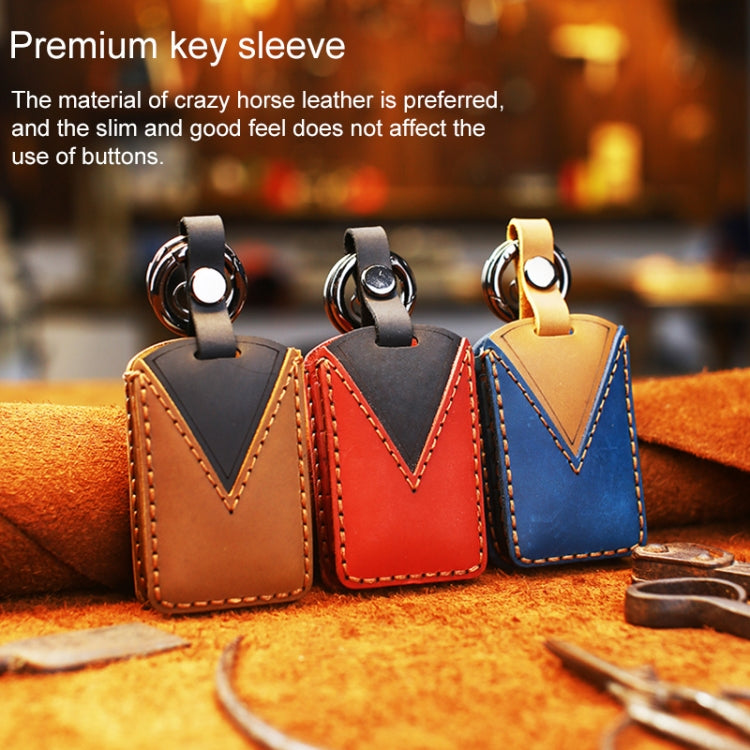 For Volvo Car Cowhide Leather Key Protective Cover Key Case, For Volvo