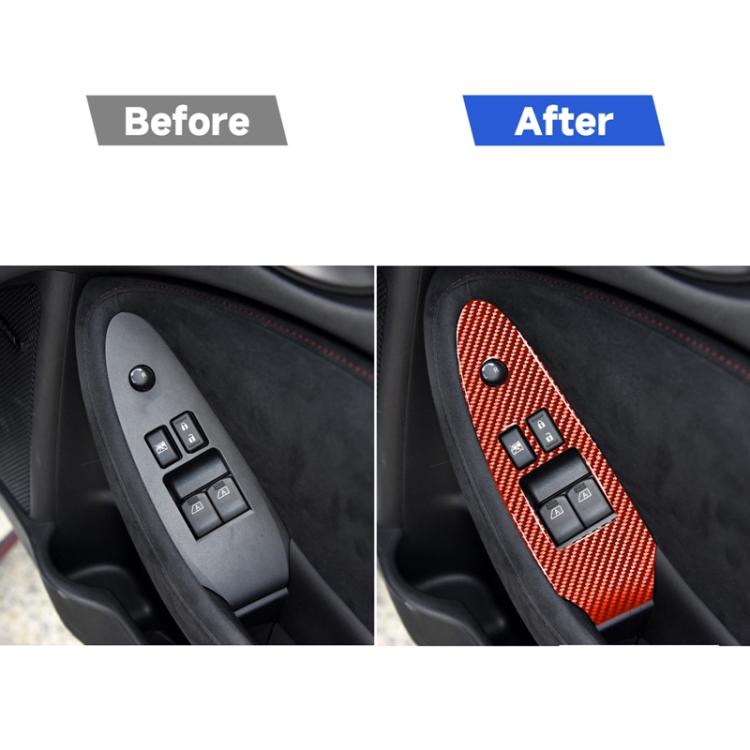2 in 1 Car Carbon Fiber Window Lift Panel Decorative Sticker for Nissan 370Z / Z34 2009-, Right Drive Low-configured, Window Lift Panel, Right Drive